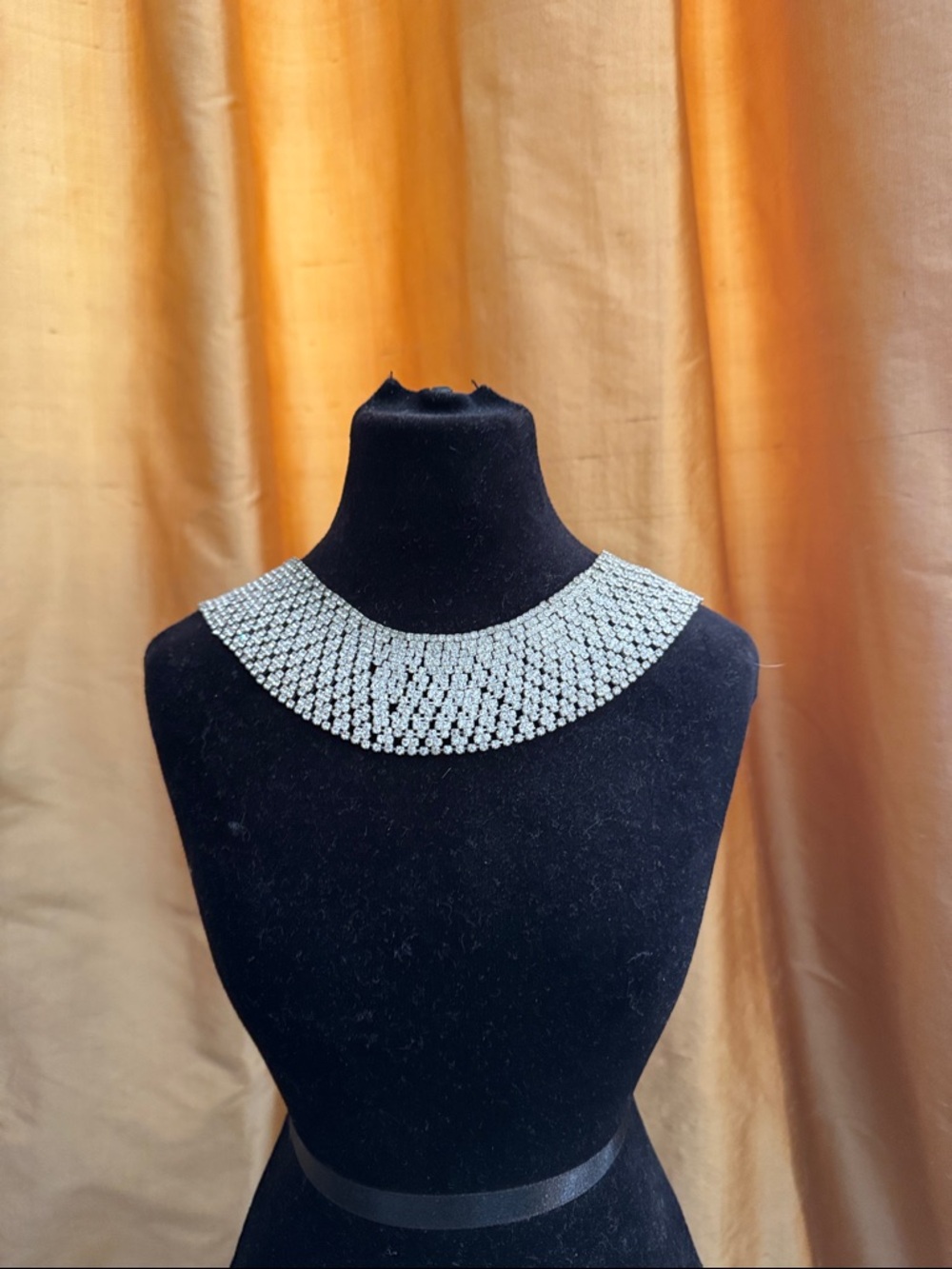 Crystal Statement Collar Necklace - Silver Tone
